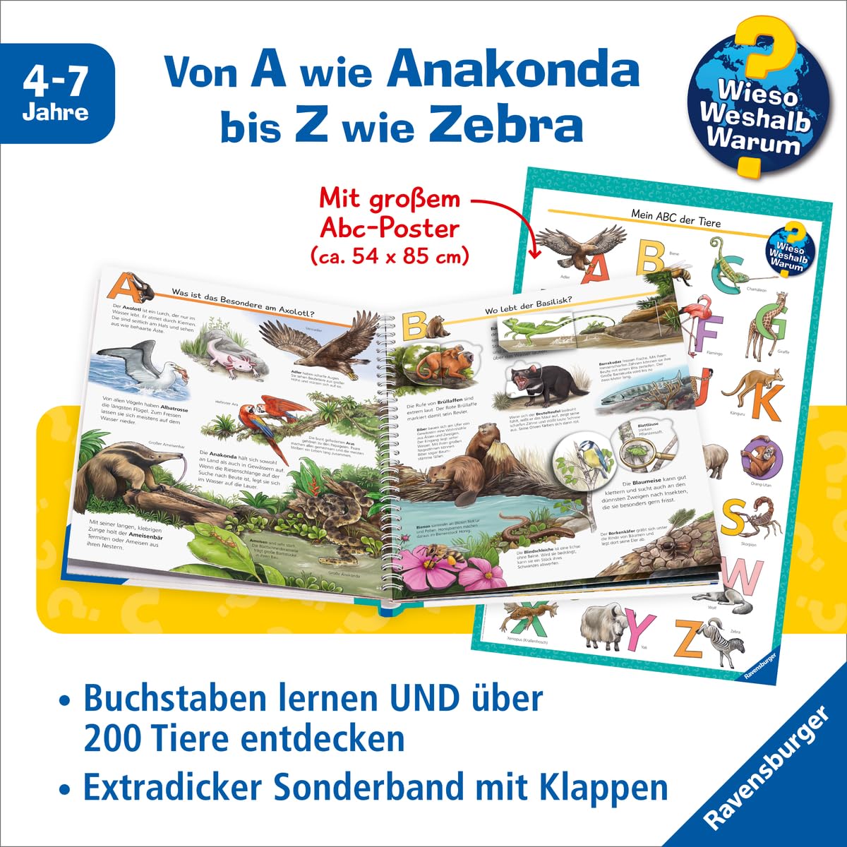 Wieso? Weshalb? Warum? Sonderband - Mein ABC der Tiere (Sachbuch ab 4 Jahre - mit Klappen und riesigem Poster)