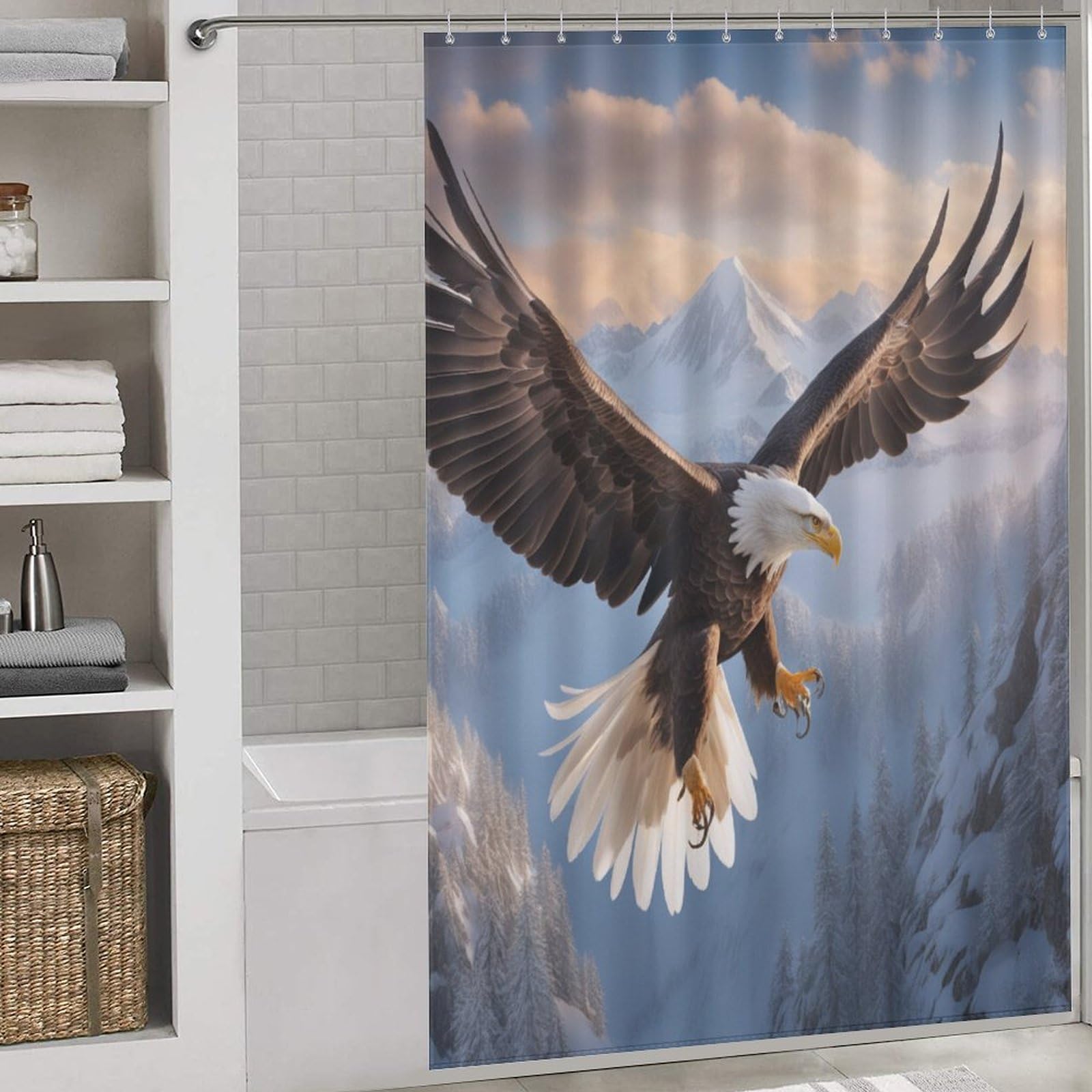 Rideau de douche polyester imperméable 152x183cm lavable Aigle