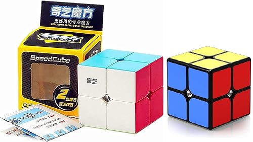 Miniatura 5 de Paquete de 2 rompecabezas Qiyi Qidi S de 2 x 2, cubo mágico de color sin calcomanías, velocidad GINFH