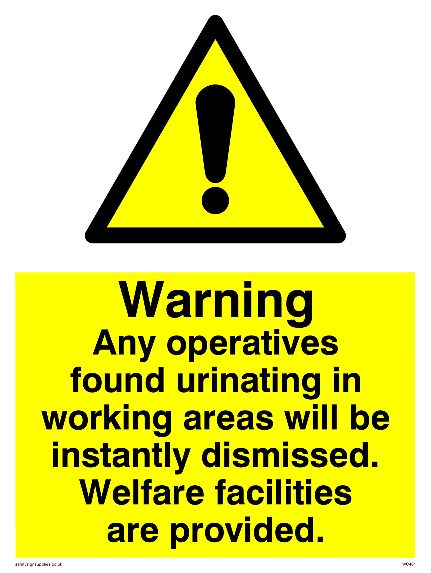 Pack of five - Any Operatives Found Urinating Sign - 150x200mm - A5P