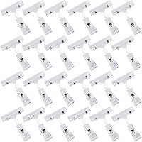 Vista 9 de Mlici Soporte giratorio transparente con clip, 16 clips de letrero giratorio POP para tienda al por menor, protector de tarjetas de PVC de 4 x 6