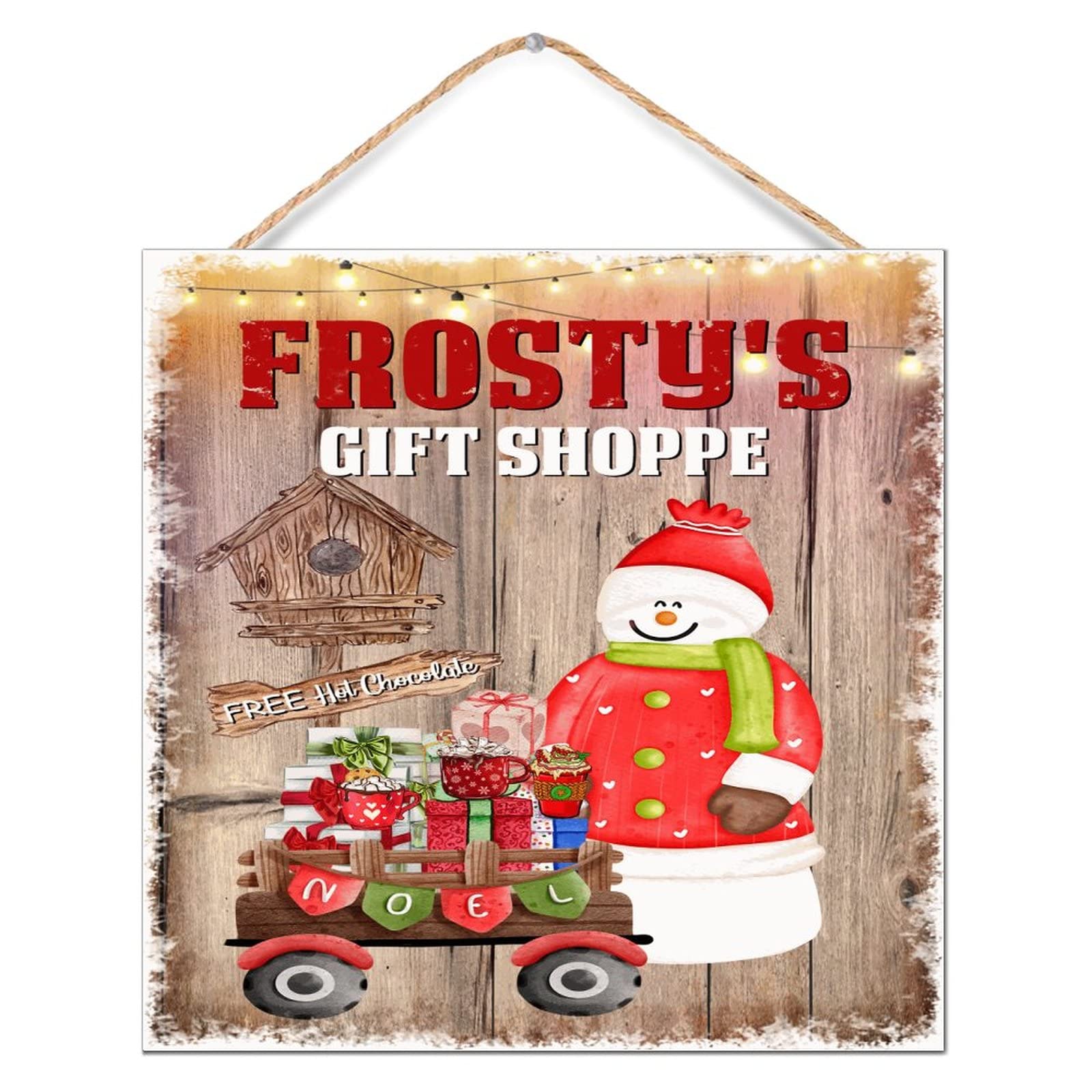 Cadeau de salle amusant et portrait Pere Noel en bois pour chambre enfant