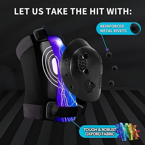 Miniatura 3 de JeeFree Skateboard Pads KidsYouthAdult Shield Elbow Pads and Wrist Guards Protective Gear,Strong Double Straps&Adjustable Easy-Fix Clips for