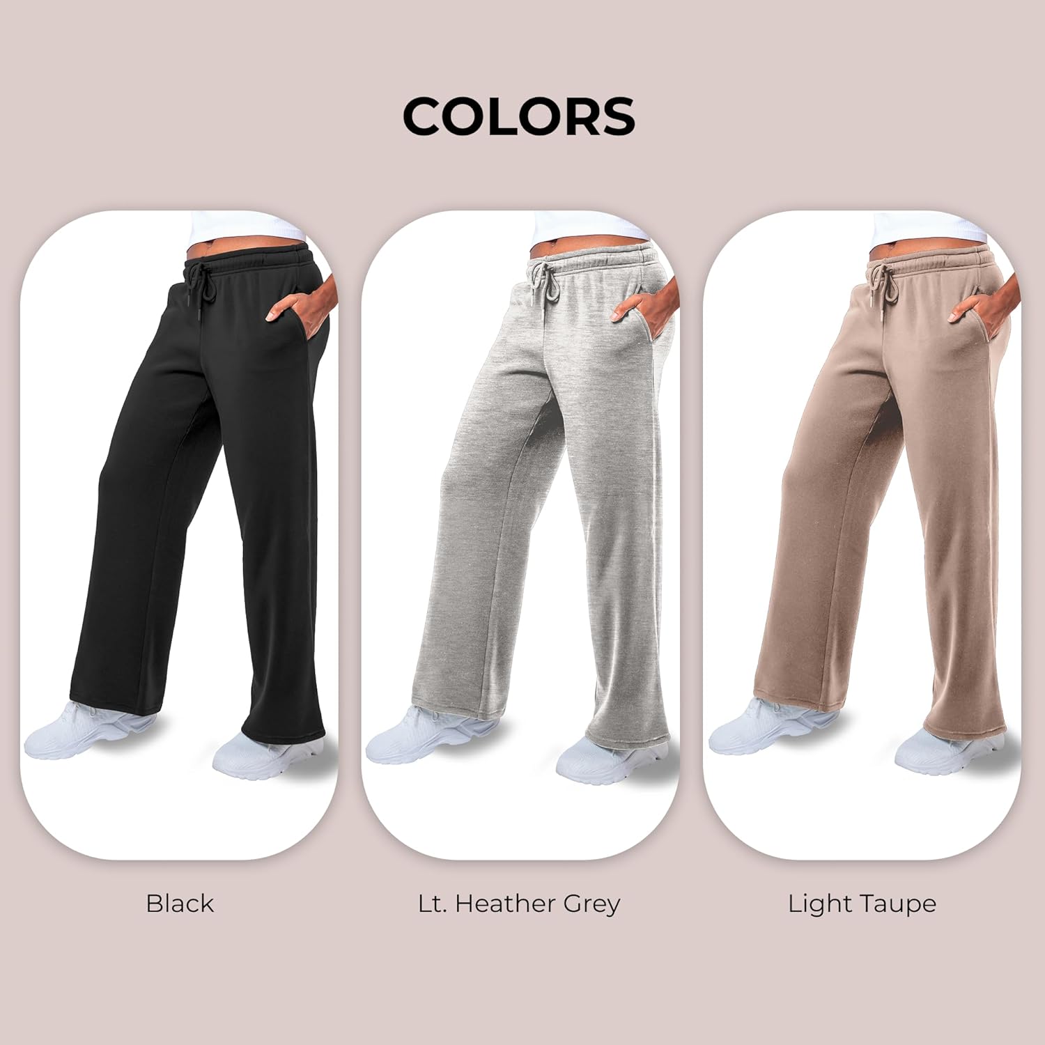 Common Stitch 3 Pack Sweatpants Women, Straight Leg Womens Sweatpants, Workout - Yoga Pants (Available in Plus) - Image 3