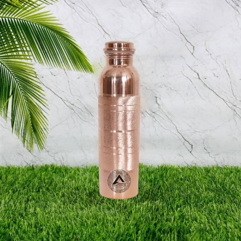 ANANYA FASHION & CRAFTS HUB Kupferwasserflasche 34 oz mit Silber-Finish – Hochwertige Optik, Innenseite aus reinem Kupfer – Umweltfreundlich, auslaufsicher & Wellness-orientiert (3er-Set)