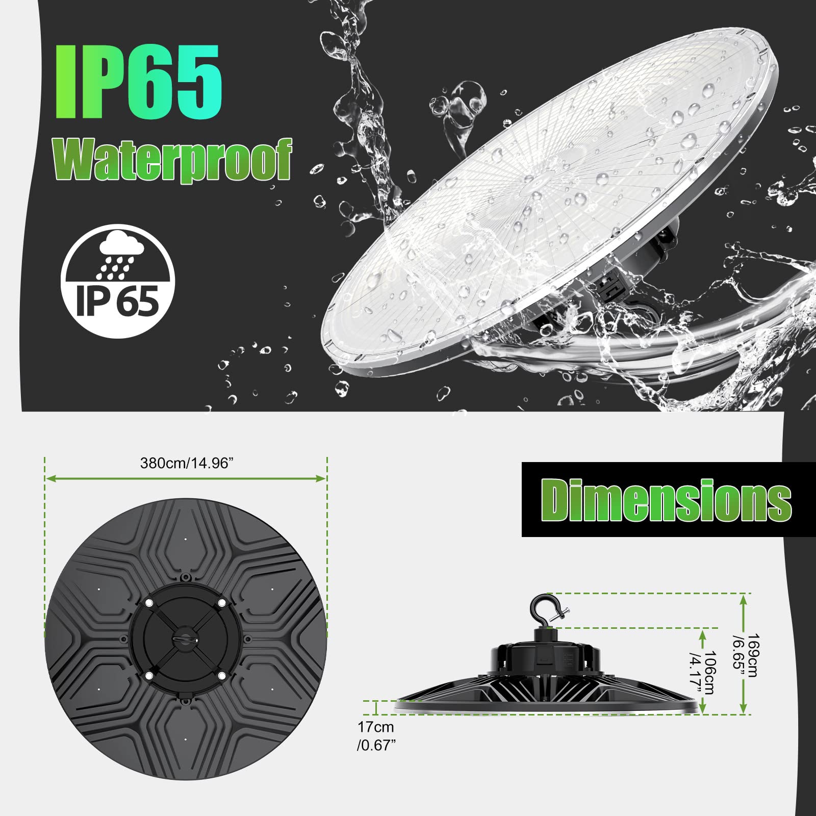 UFO LED High Bay Light 240W 200W 150W Adjustable 3000K 4000K 5000K Adjustable UL DLC Listed 140LM W — view 5