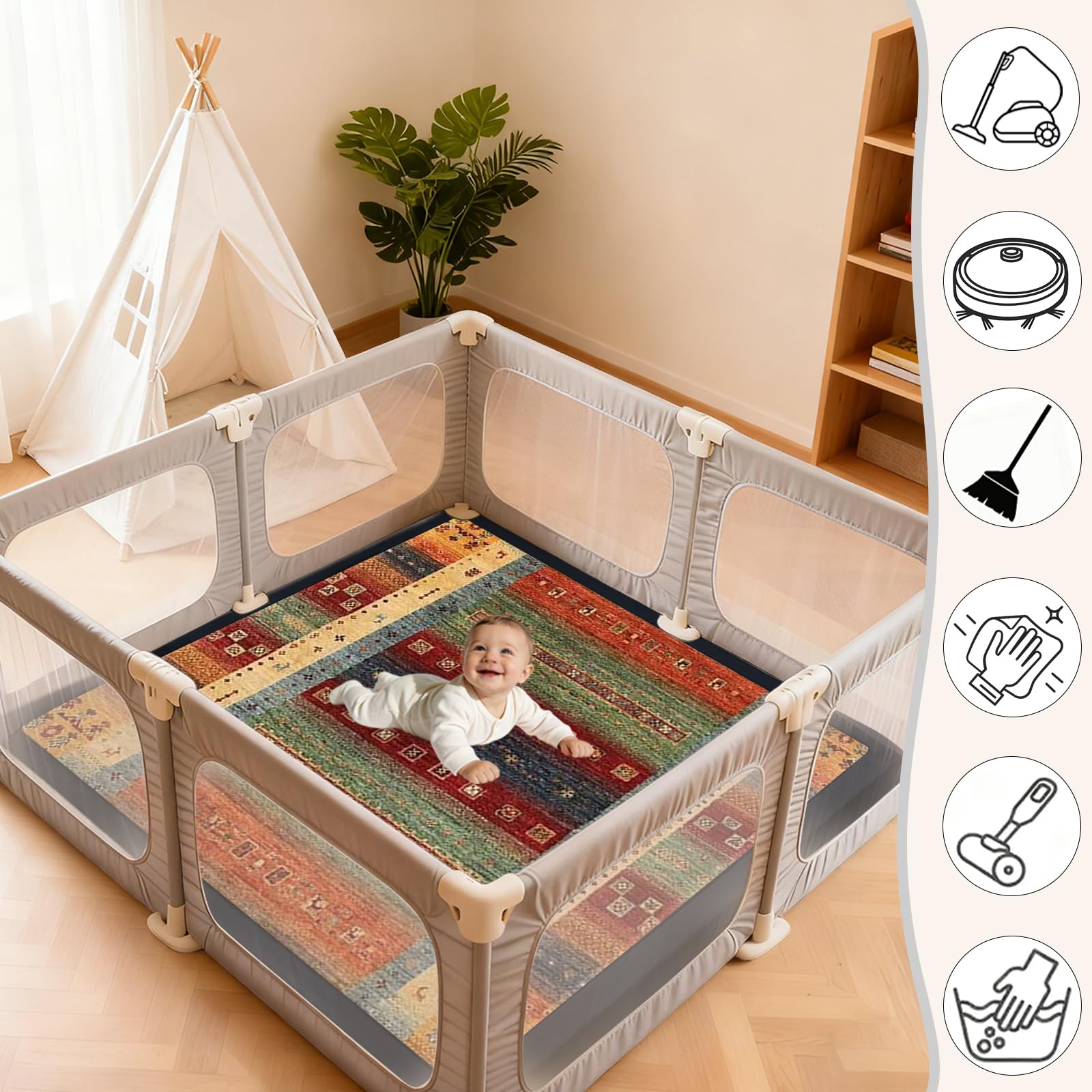 Tappeto Gioco Bambini Acolchado 2 cm Extra Spesso, Antiscivolo, Ideale per Pavimenti e Box Neonato, Palestra Neonati, Tappeto Tummy Time Neonati 160 x 280cm