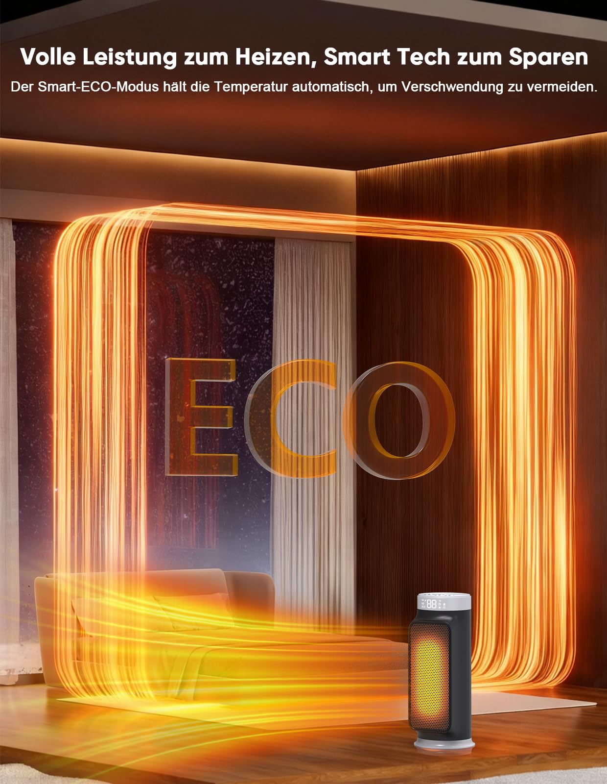 1800W PTC Heizlüfter mit Fernbedienung, Tragbarer Heizstrahler Elektroheizer für Innenräume, Keramik Heizlüfter für Büro & Zuhause, 75° Oszillation, 24h Timer, 5 Betriebsarten Space Heater