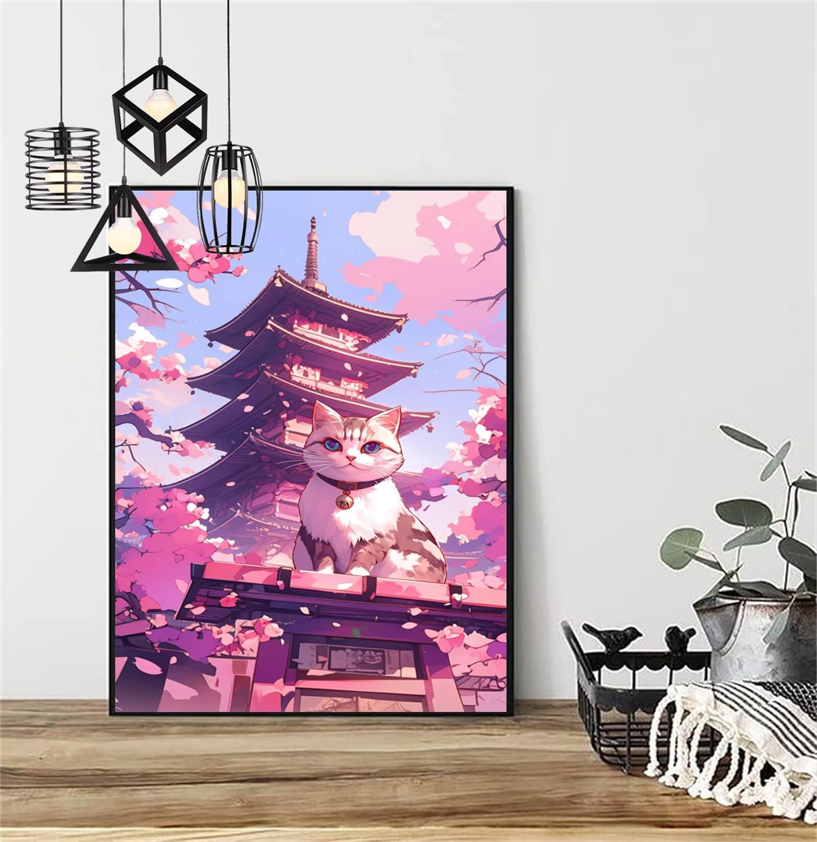 Diamentowe malowanie kot diamentowy obraz dzieci 60x90 cm 2025 diament malarstwo Japonia, DIY diamentowe rysunki ścieg krzyżykowy rzemiosło dla dorosłych, obraz diamentowy dekoracja domu prezenty