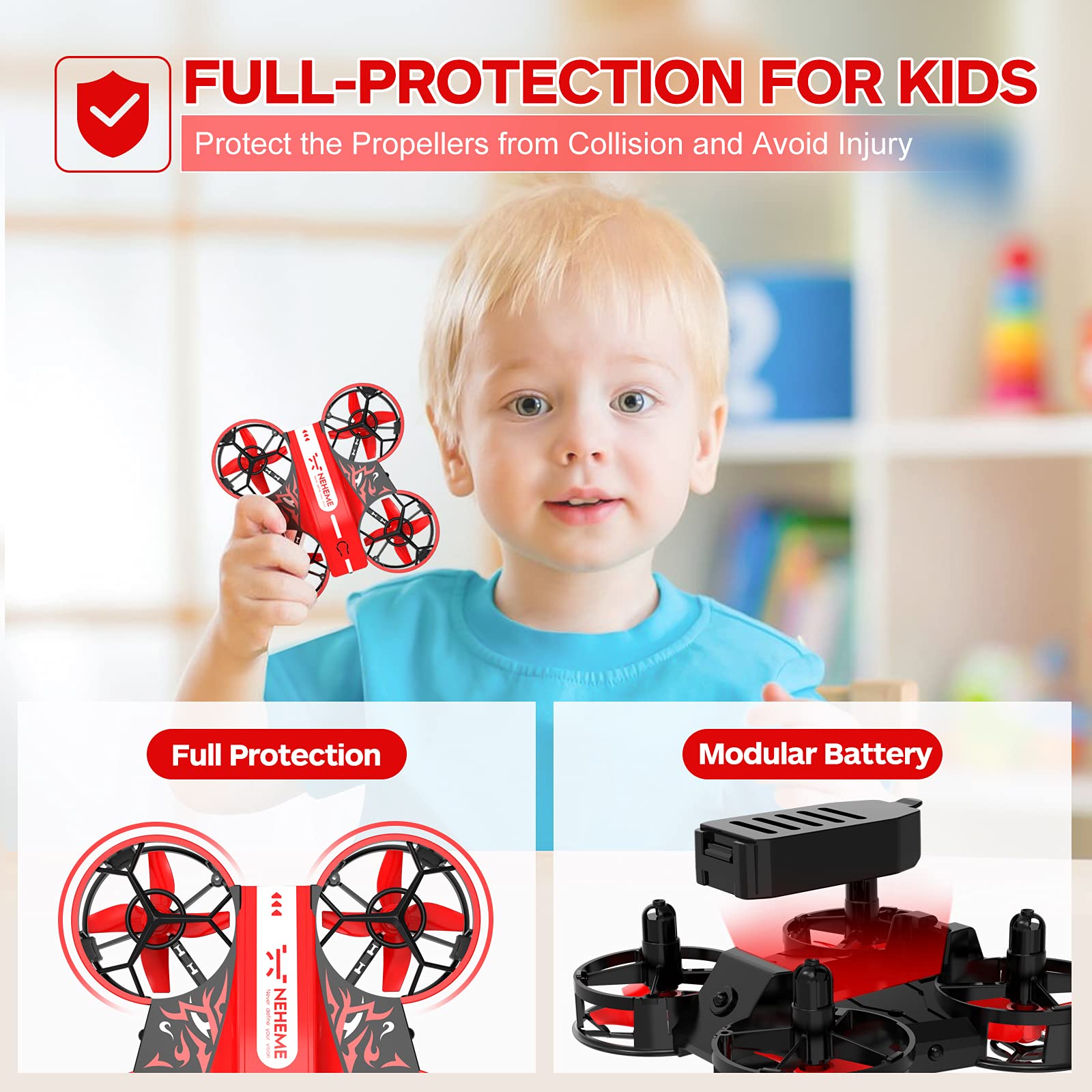 NEHEME NH330 Mini Drones for Kids Beginners Adults, RC Small Helicopter Quadcopter with Headless Mode, Auto Hovering, Throw to Go, 3D Flip and 2 Batteries, Indoor Flying Toys/Gift for Boys Girls