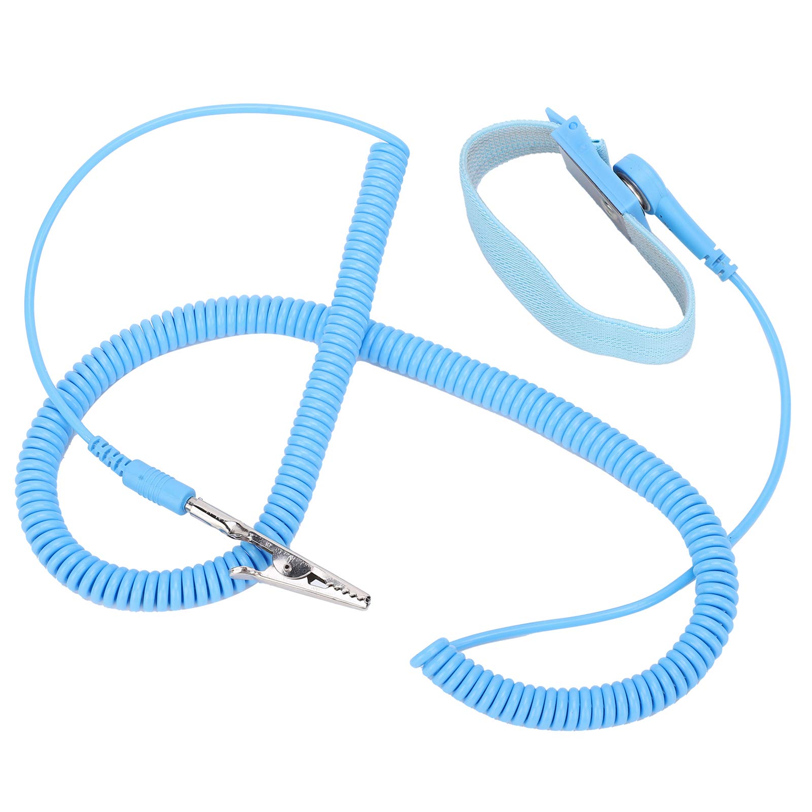 Cinturino da Polso Antistatico Comodo Strumento di Riparazione Clip per Braccialetto ESD per Elettricisti 5 M X 2,4 Mm Durevole PU Confezione da 10