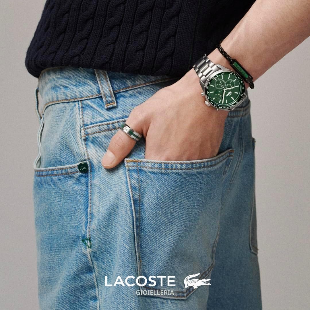 Lacoste Anello da uomo Collezione BASELINE in acciaio inossidabile, disponibile in versione argentata o in nero
