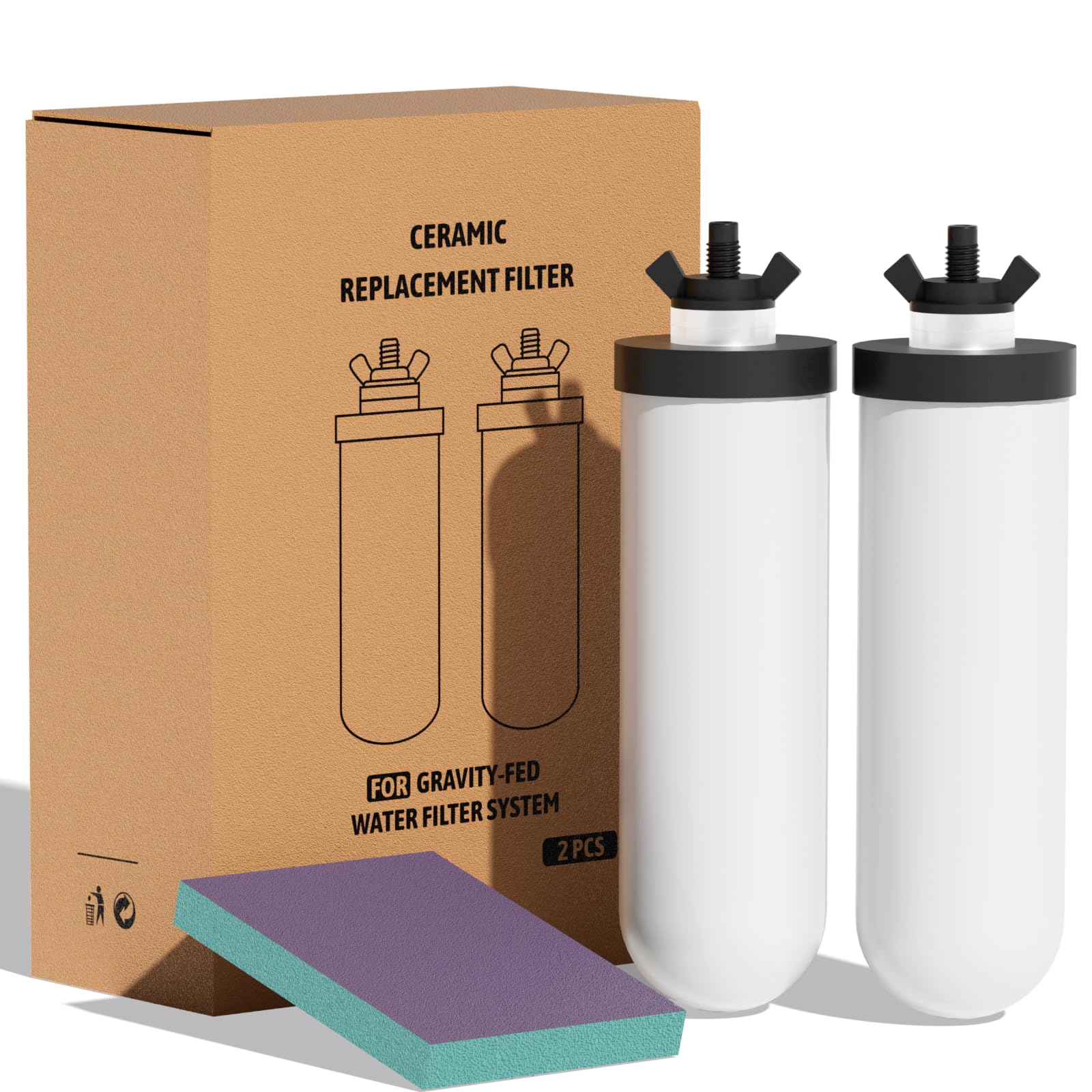 Filtro de repuesto de cerámica, 2 piezas | Para sistema de filtro de agua por gravedad, cartucho de filtro de agua de cerámica