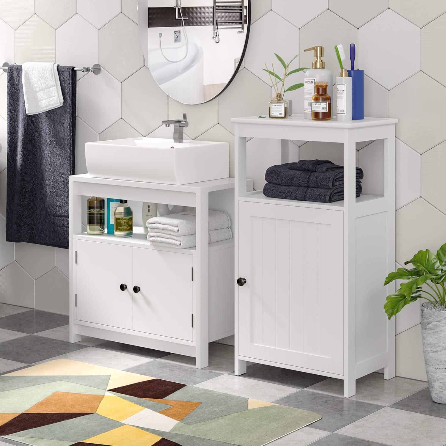 Homfa Bathroom Floor Cabinet Free Standing With Single Door Multifunctional Bathroom Storage Organizer Toiletries Buy Online At Best Price In Uae Amazon Ae