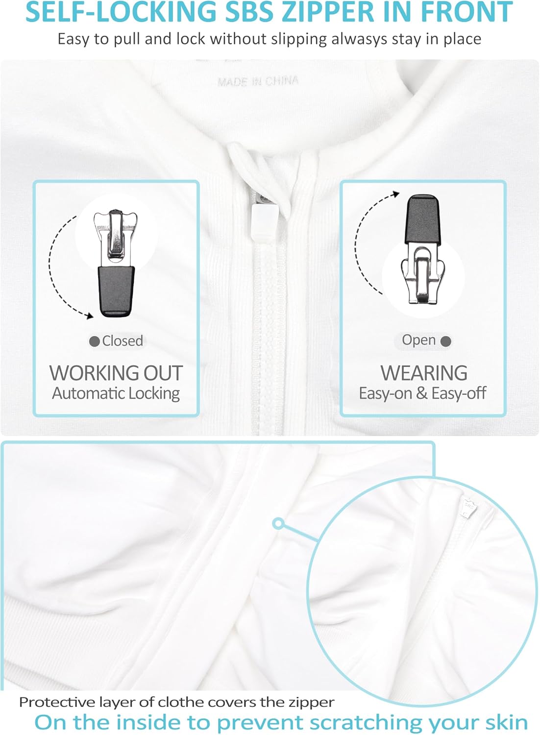 Women's Zip Front Sports Bra Wireless Post-Surgery Bra Active Yoga Sports Bras - Image 6