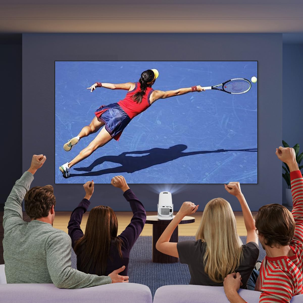 PRIXTON Proyector portátil Dalí, 4.800 lúmenes, 110 ANSI lúmenes, Mando a Distancia, 30.000 h, 32” a 120”, Conexión HDMI/USB/AC IN, Resolución HD Compatible con Full HD 4K LED, Color Blanco
