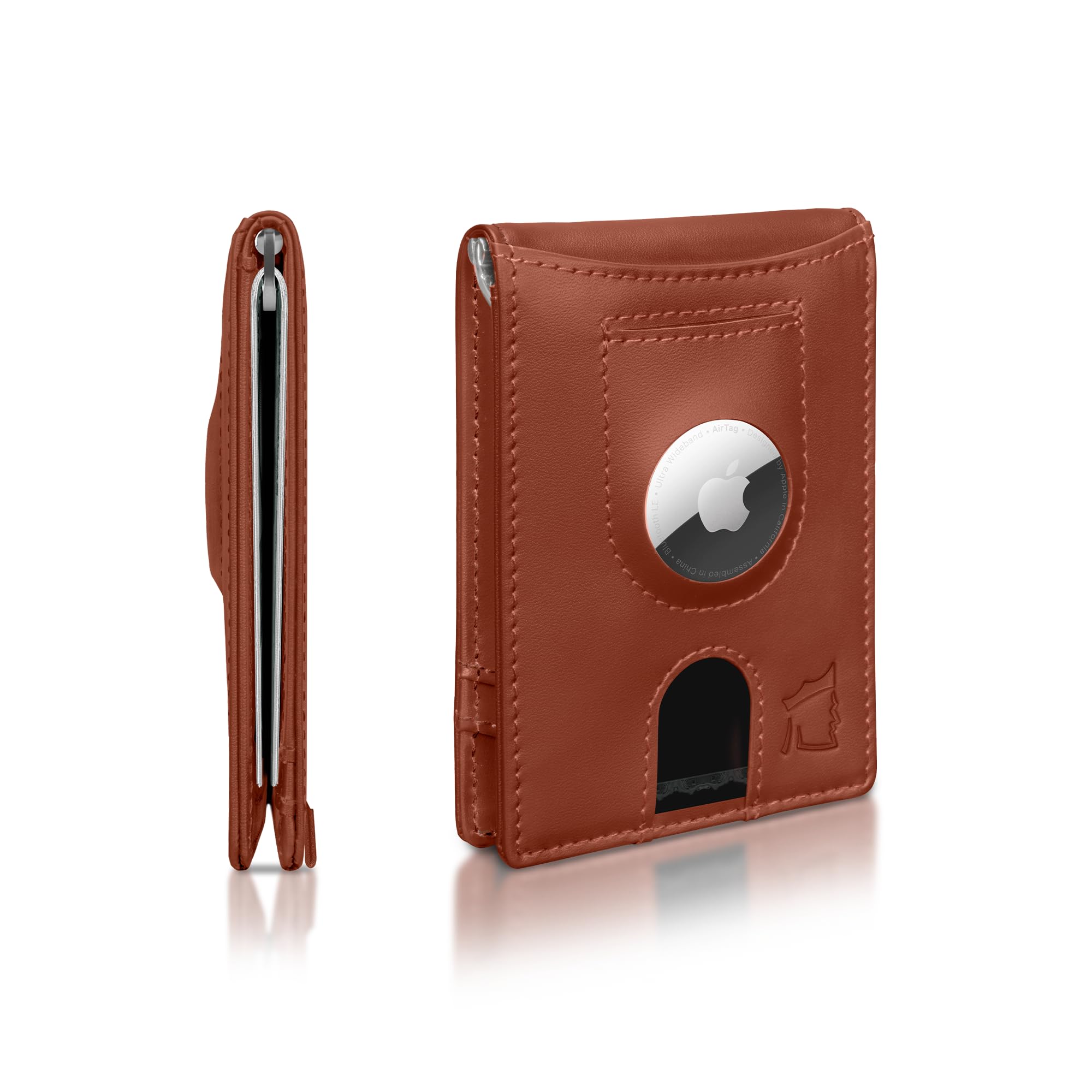 Kingly Trace Airtag Wallet for Men - Smart RFID Blocking Leather Wallet with Airtag Holder & Money Clip - Minimalist Trackable Design with Pull Tab -