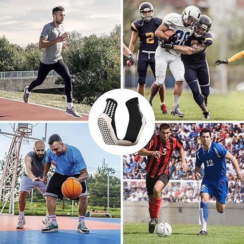Miniatura 4 de Paquete de 8 calcetines de fútbol para hombre, antideslizantes, almohadillas de agarre antideslizantes para fútbol, baloncesto, deportes, calcetines