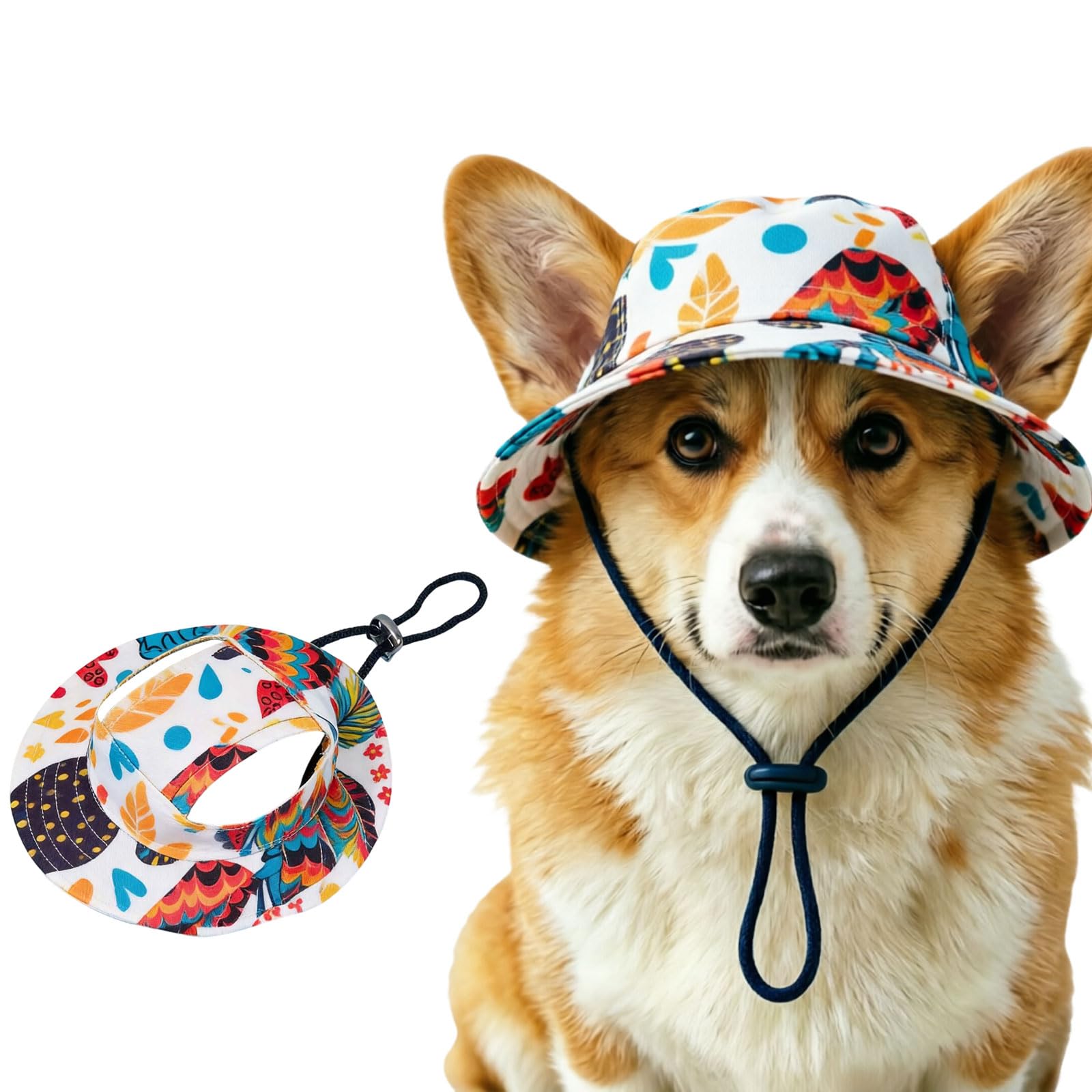 Outdoor Sun Hat for Pets, Cute Adjustable Dog Sun Hat with Ear Holes for Small Big Cats Dogs, Breathable Pet Bonnet for Beach Summer Walks Summer Beach Walking, Hiking & Daily Travel