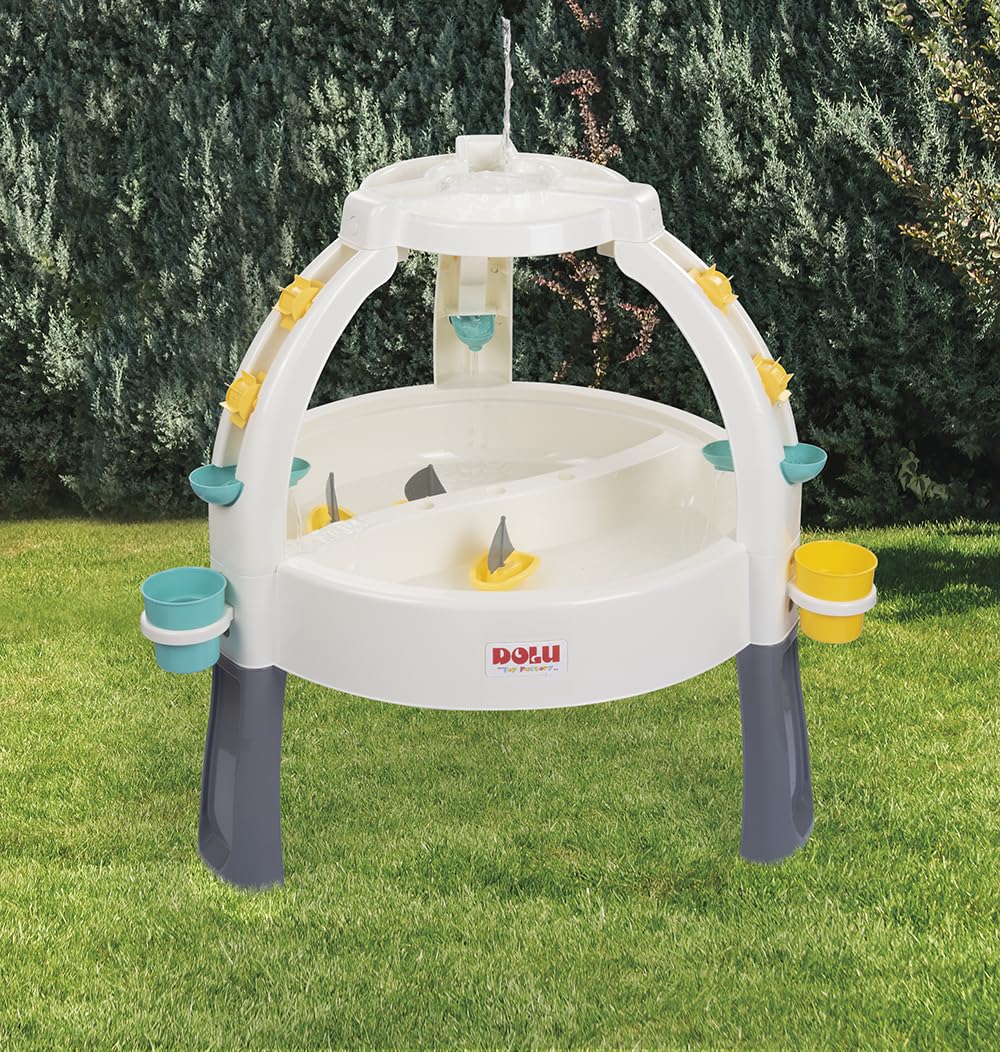 DOLU Table à Sable et à Eau Amusante pour Enfants, Table d'activités pour Jeux d'eau et de Sable, Blanc/Gris, à partir de 24 Mois, 82 x 98 x 98 cm