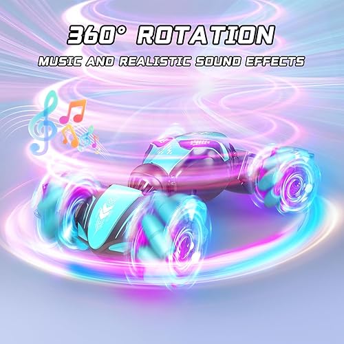 Miniatura 4 de Auto de acrobacias RC con detección de gestos, 4WD controlado a mano de 2.4 GHz, control remoto de deriva para niños y niñas de 6 a 8 a 12 años,
