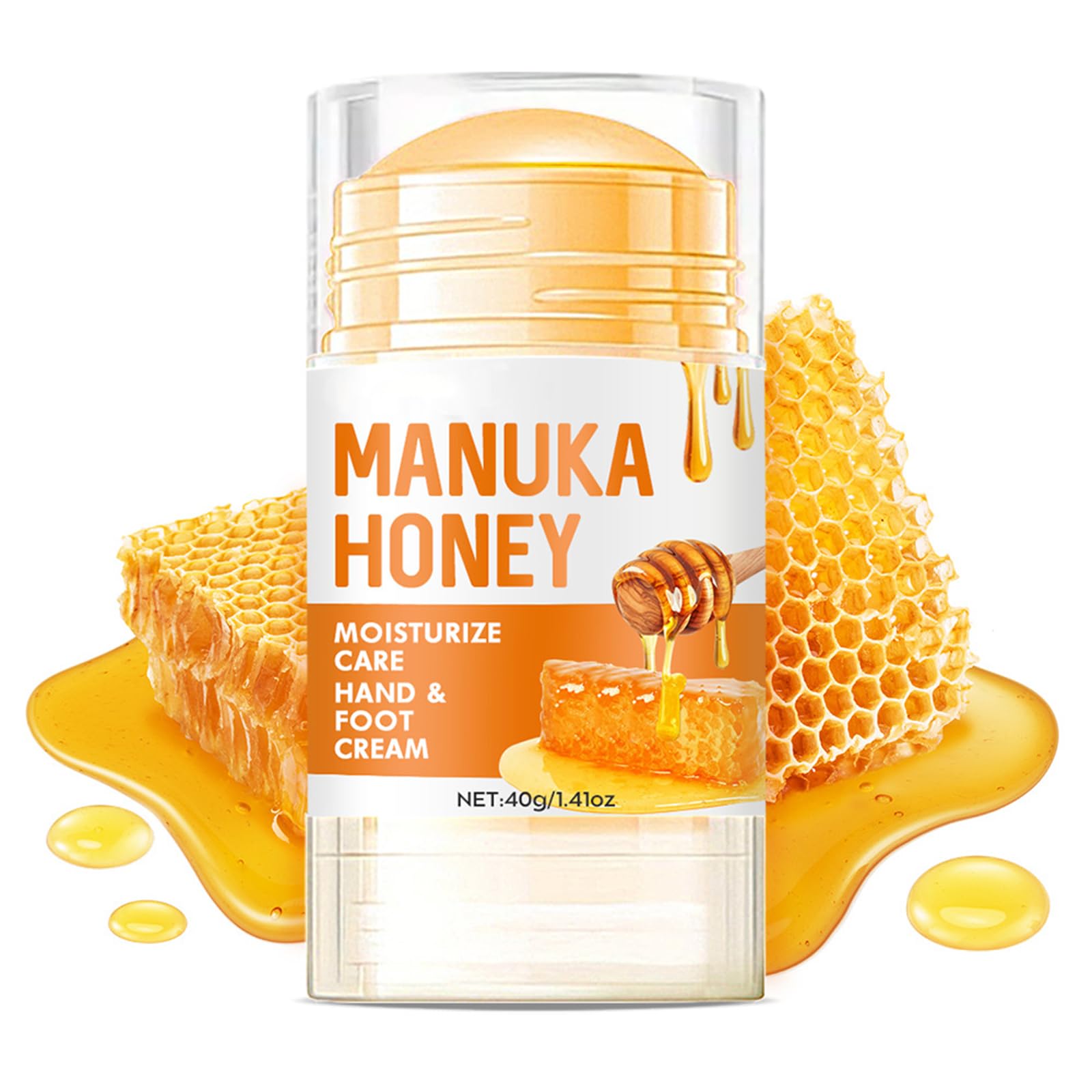 Grospe Honey Foot Balm Stick,Manuka Honey Stick Foot Cream for Dry Cracked Heels and Feet Moisturizing & Exfoliating Care for Dry Cracked Feet Knees and Hands Callus 1.41 Oz