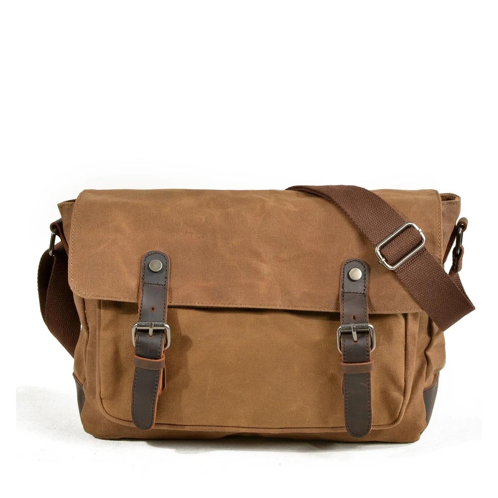 Motorradtasche Umhängetasche Motorrad-Stil, Europäischer Vintage-Stil, Schultertaschen Für Männer, Gewachste Canvas-Umhängetasche Für Den Außenbereich Motorradhelmtasche Aufbewahrungstaschen(Coffee)