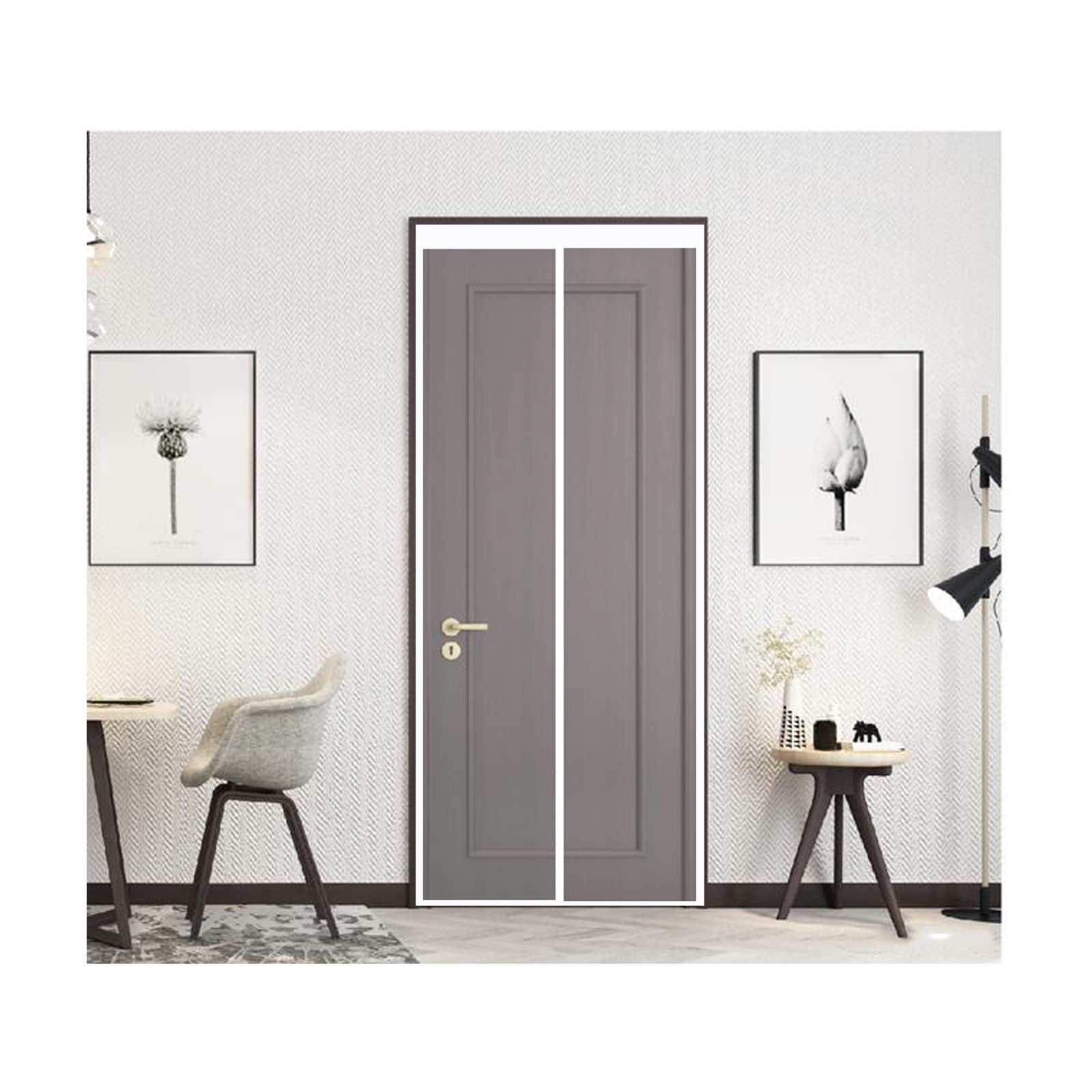 Porte moustiquaire magnétique blanche 155x190cm pour salon et balcon