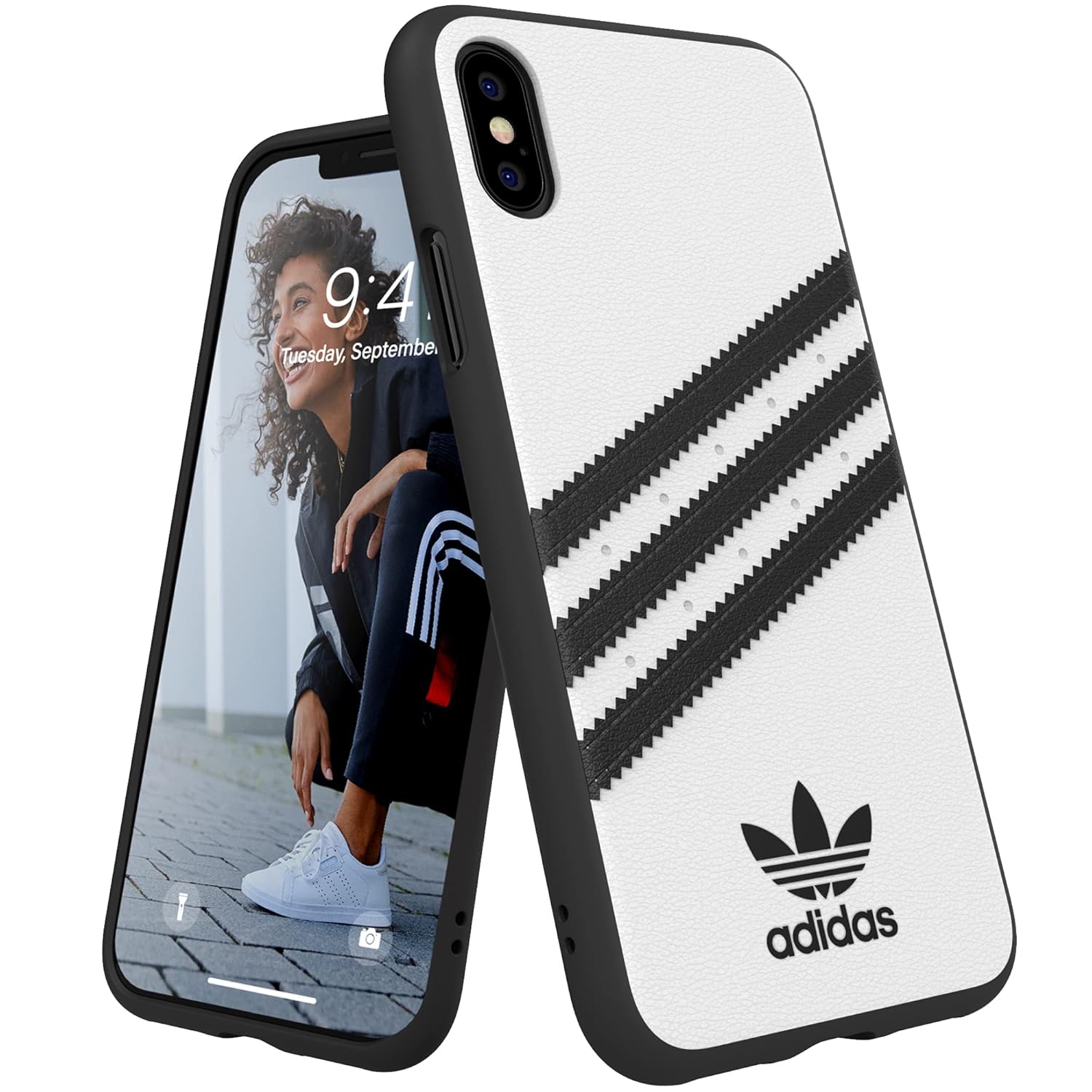adidas iPhone X XS White Black Originals Molded Phone Case iPhone adidas Case Drop-Resistant adidas Phone Case