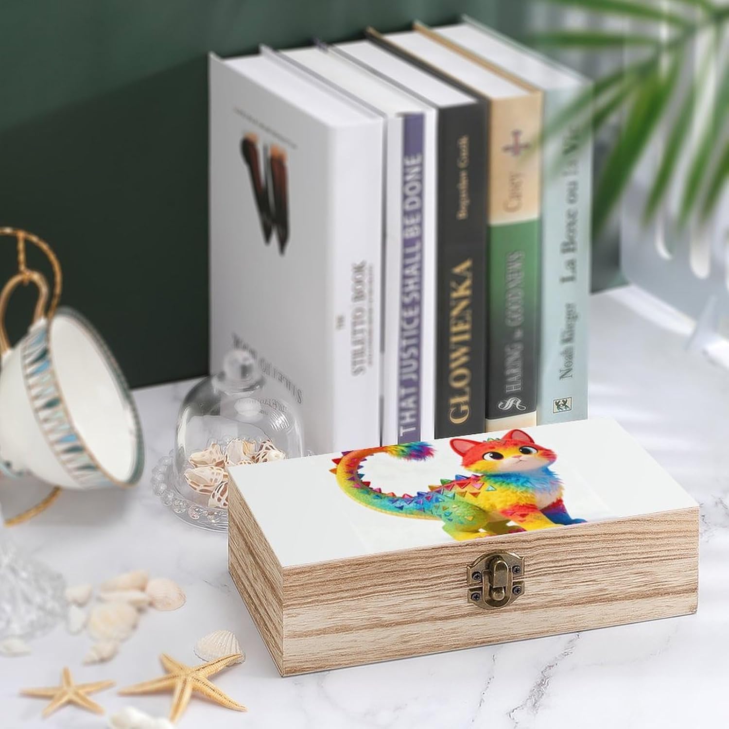 Colorful Dinosaur Cat Wooden Storage Box Vintage Decorative Storage Case Multi-Functional Wooden Organizer Box with Exquisite Pattern for Home Desktop Organization & Gift Giving image 4