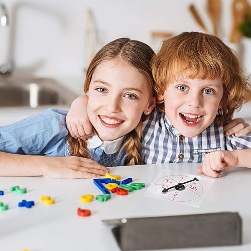 Miniatura 6 de Gejoy Paquete de 5 hilanderos transparentes para el aula, juego de matemáticas de borrado en seco con flecha giratoria Transparente,Negro,Rojo,Rojo,