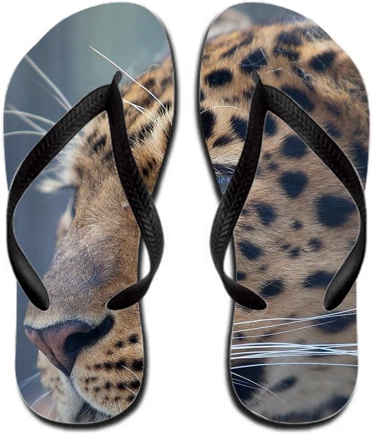 Rosaliwalt Men/women Animal Leopard Flip Flop Rubber