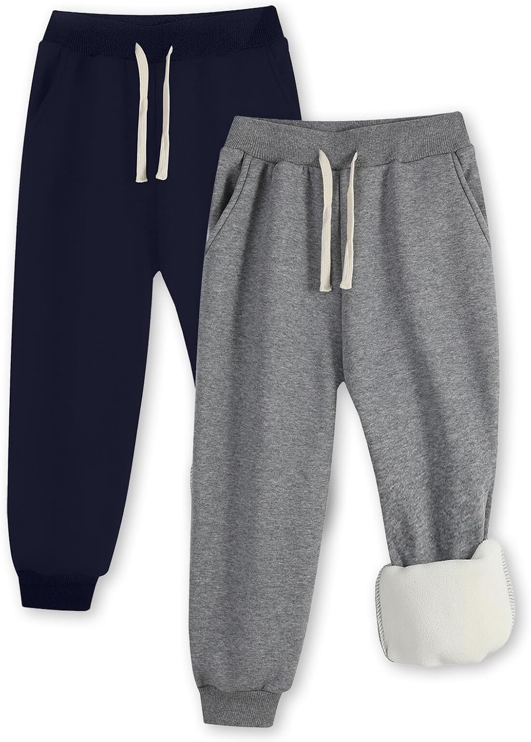 2-Pack Kids Sweatpants Toddler Fleece Jogger Pants Athletic Elastic Waistband Sweatpants for Boys and Girls