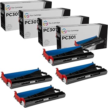 LD Products Compatible Fax Cartridge with Roll Replacement for Brother PC301 4-Pack Compatible with the Following Brother Printer Model Intellifax 750