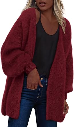 dowerme Women Open Front Cardigans Trendy Fall Long Sleeve Drop Shoulder Soft Knit Slouchy Sweater Winter Clothing 2026