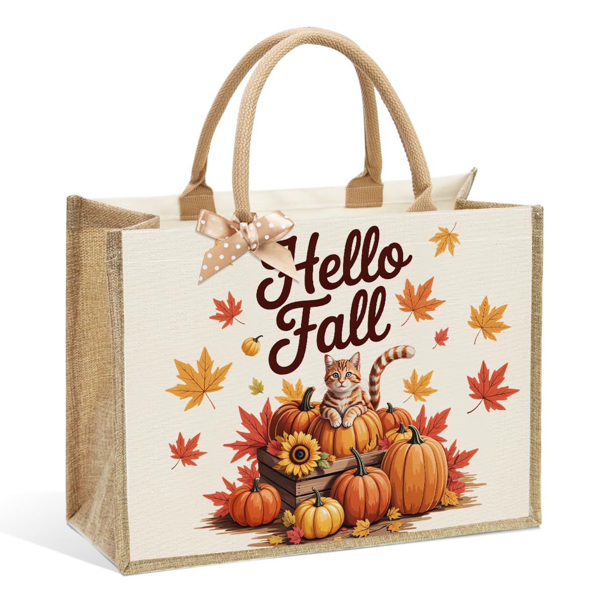 Autumn Pumpkin Canvas Tote Bag for Women, Rustic Country Gift (Christmas Thanksgiving Birthday Mother's Day)