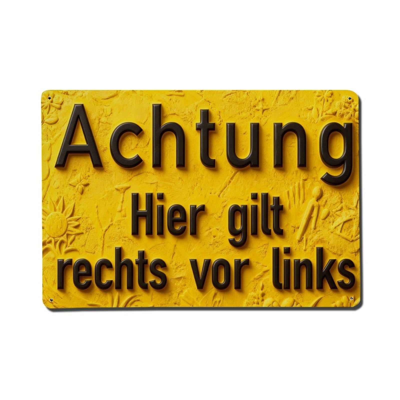 Attention Right Before Left Metal Tin Sign Plaque