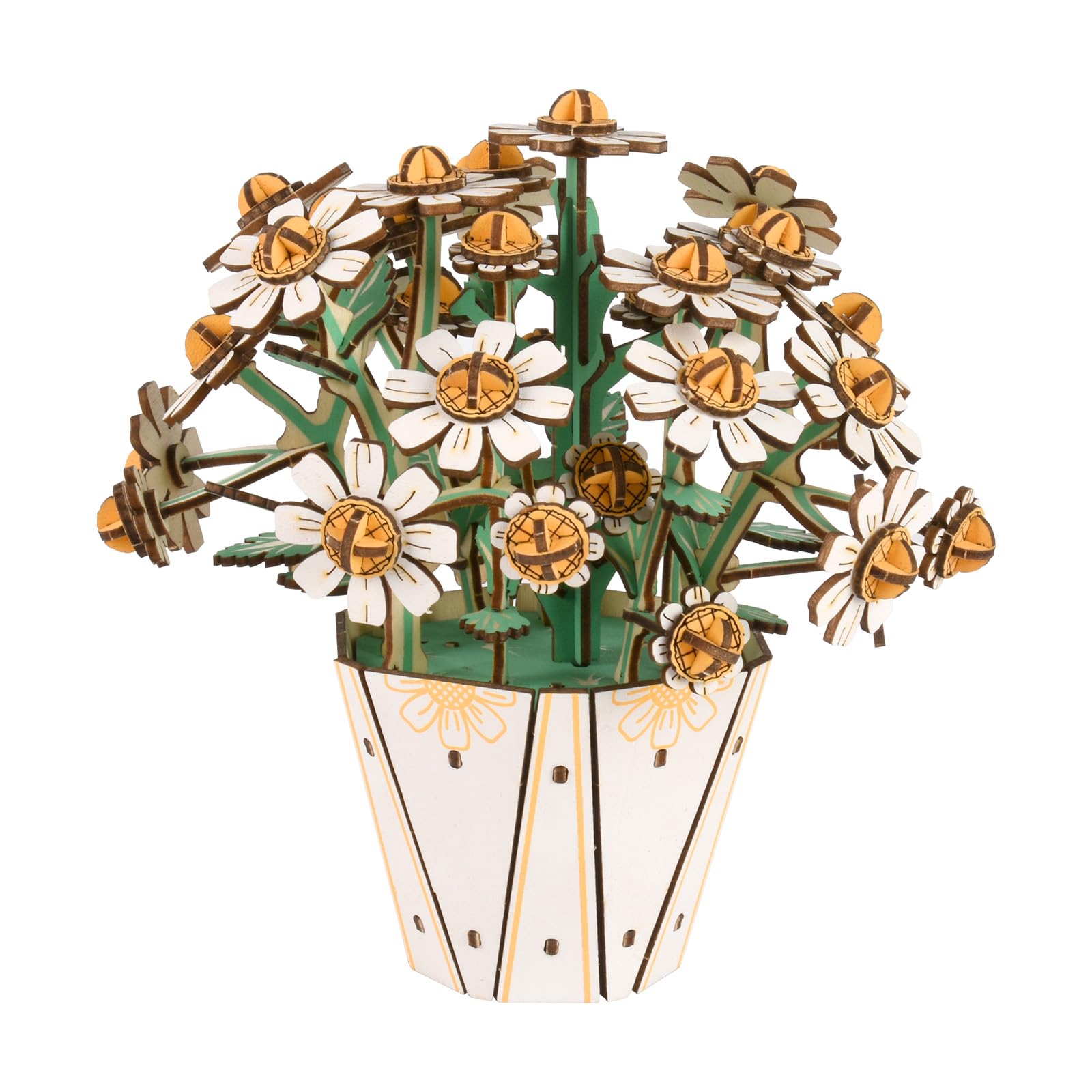 Comfoyar Puzzle 3D stokrotki, DIY kwiaty drewniane budownictwo, modelarstwo dla dorosłych, kreatywne zestawy do samodzielnego wykonania modeli, dekoracje domu i prezenty urodzinowe Boże Narodzenie