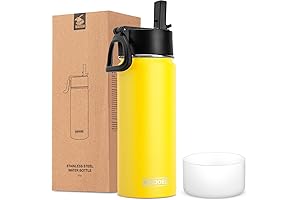 18 Oz Water Bottle with Straw, Stainless Steel Vacuum Insulated