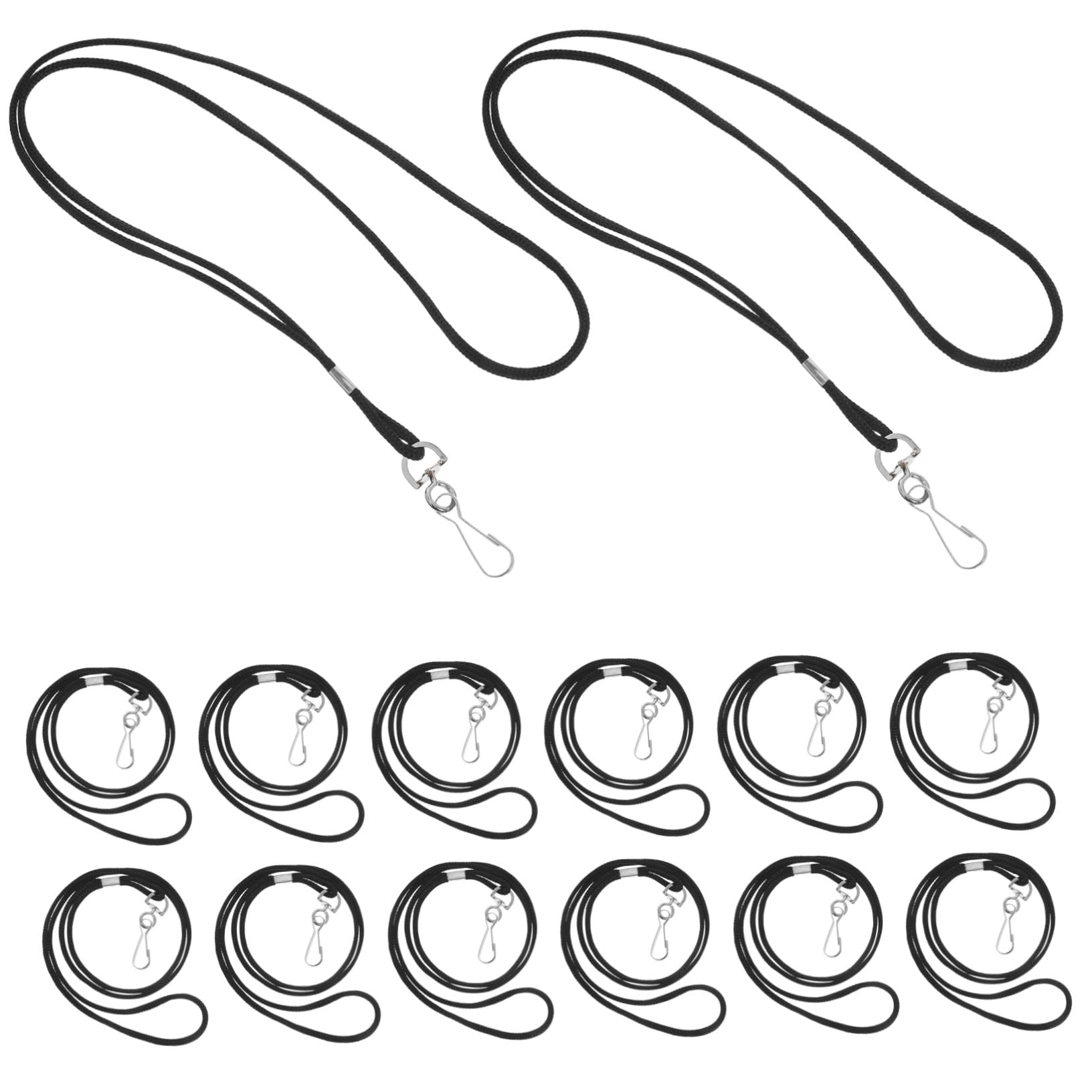 100 Pezzi Lanyard Nero con Gancio Resistente per Badge Id Cordino Collo Clip Staccabile per Scuola Ufficio Eventi e Personale