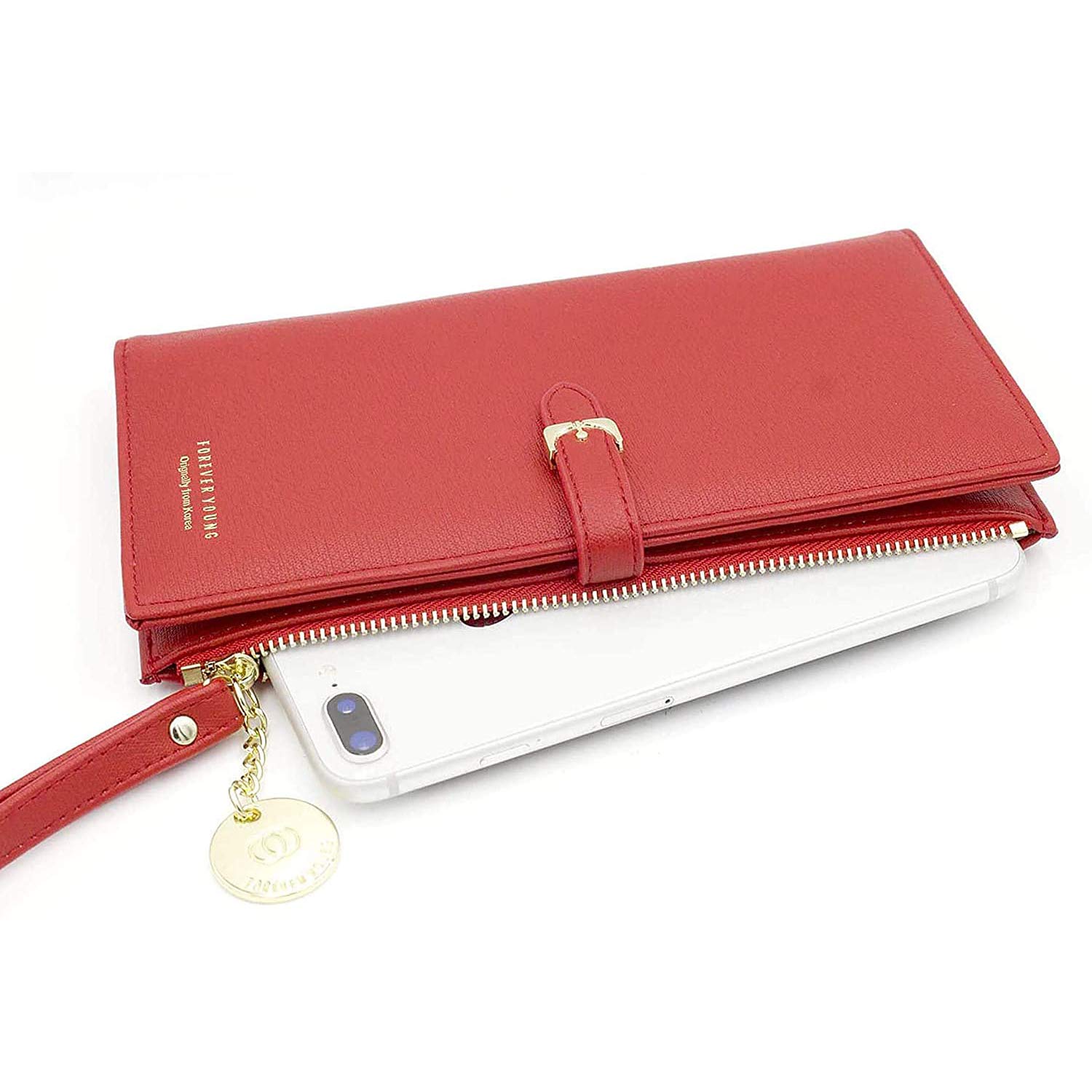 Portafoglio da donna in pelle PU con cinturino da polso borsa a mano per telefono cellulare regalo per donne ragazze
