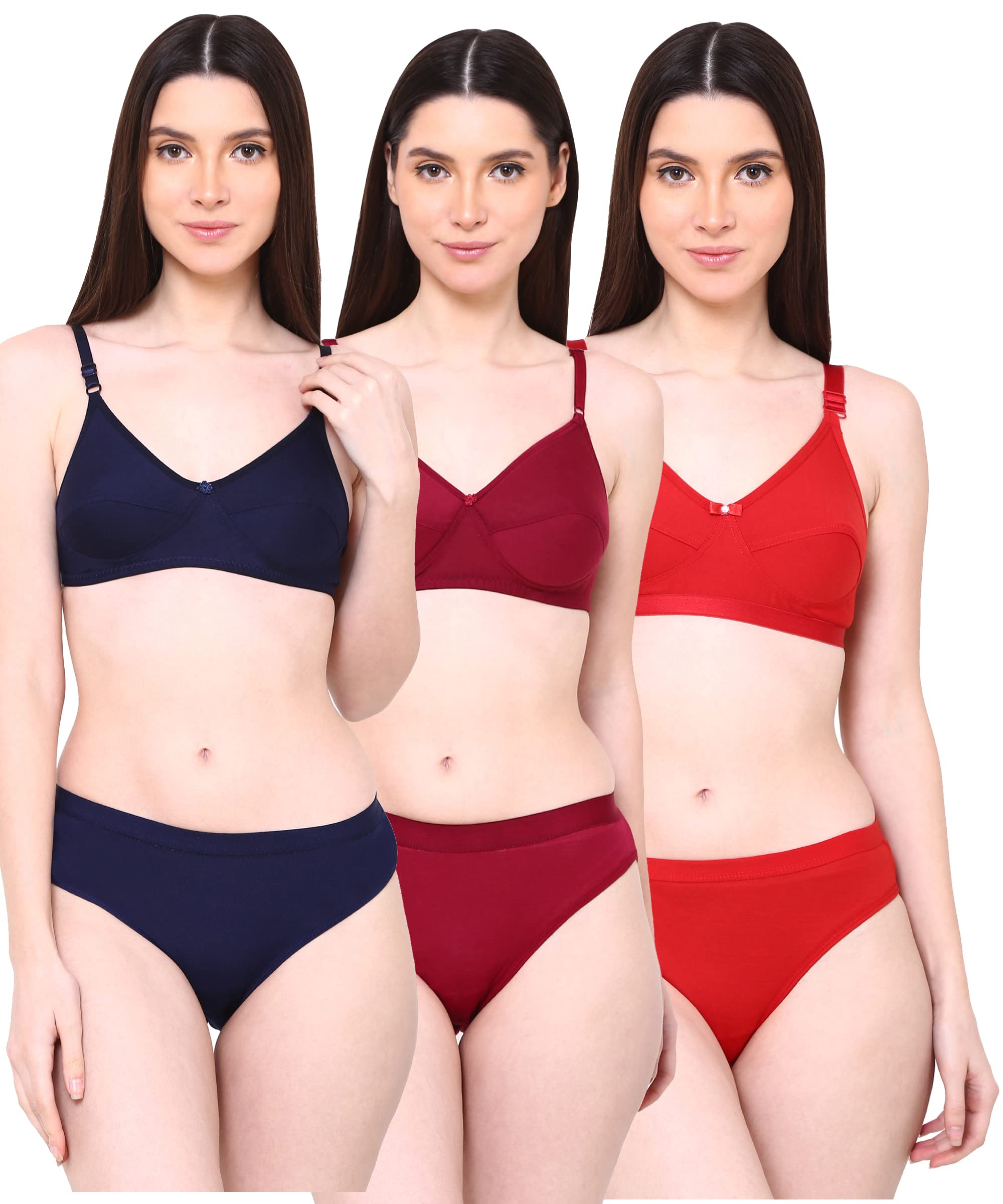 Comfortable and Sexy Women's Cotton Mix Fabric Bra and Panty Set Non-Padded and Non-Wired Perfect for Casual Wear and Bikini Look Lingerie Sets.-picture-34