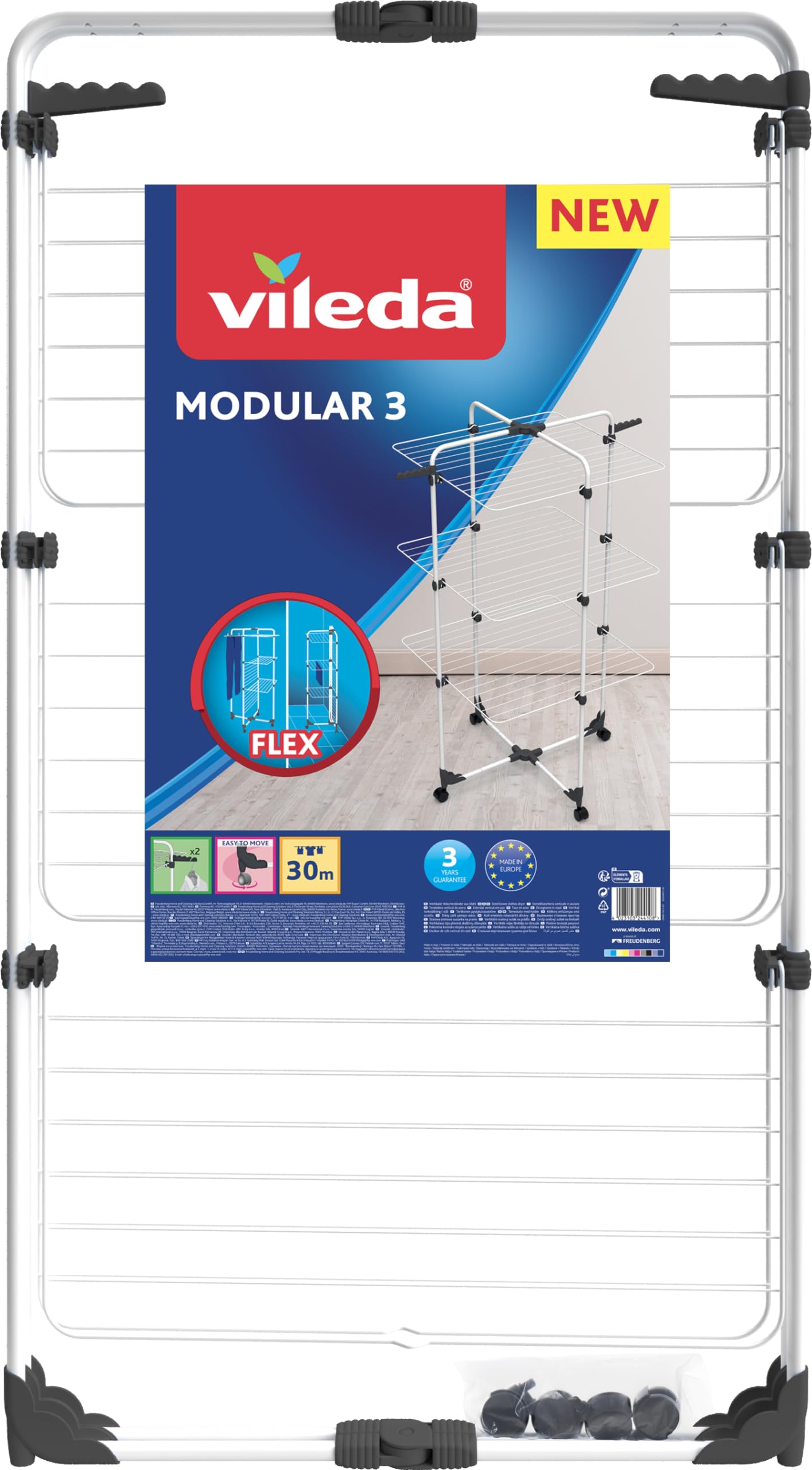 Vileda Modular 3 | Séchoir à Linge Tour à 3 Niveaux | Joint modulable | Facile à déplacer| pour intérieur et extérieur | Pliable