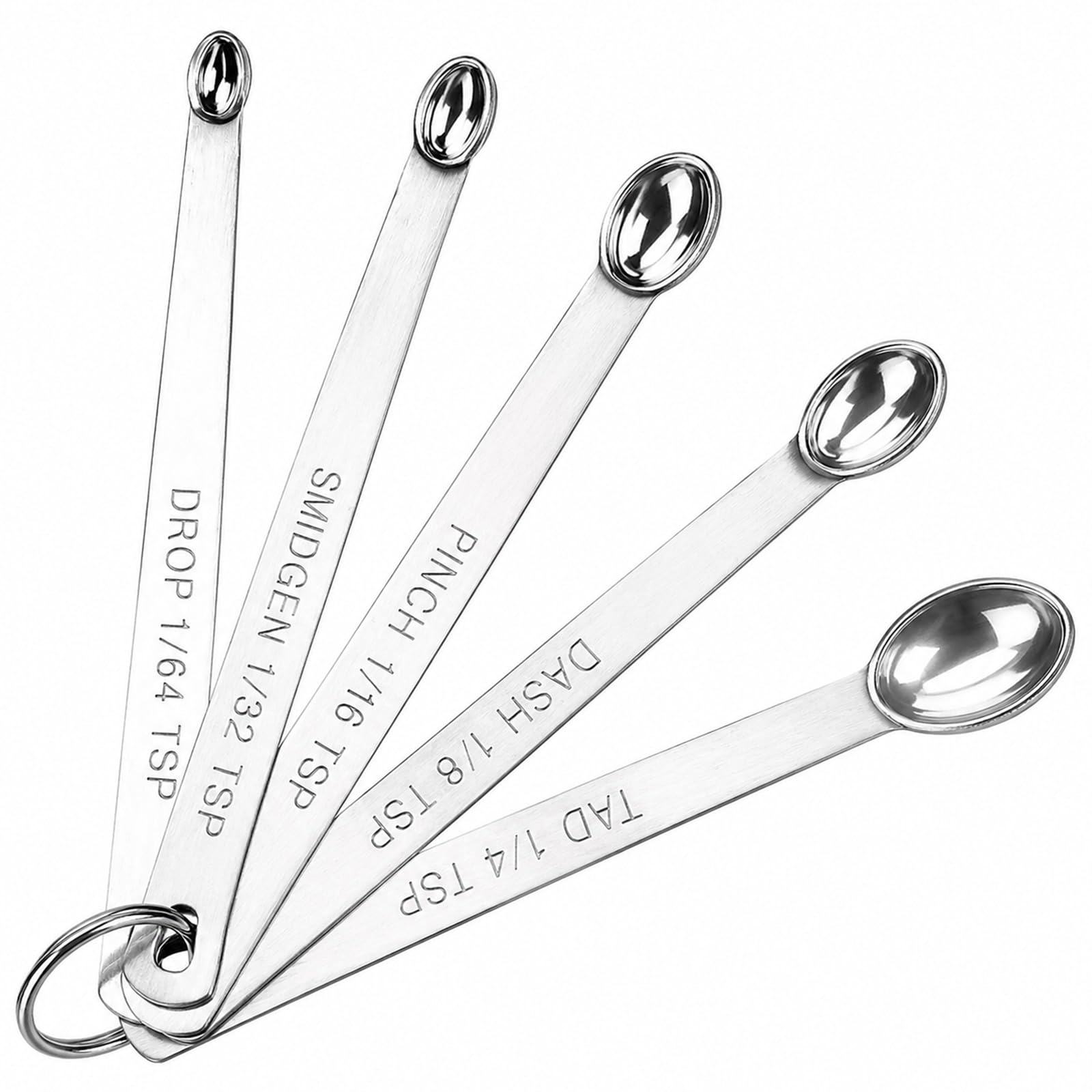 EUQWOSDD 5 Piece Mini Measuring Spoons Set, Stainless Steel Tiny Spice Spoons 1/64-1/4 TSP for Baking Powders