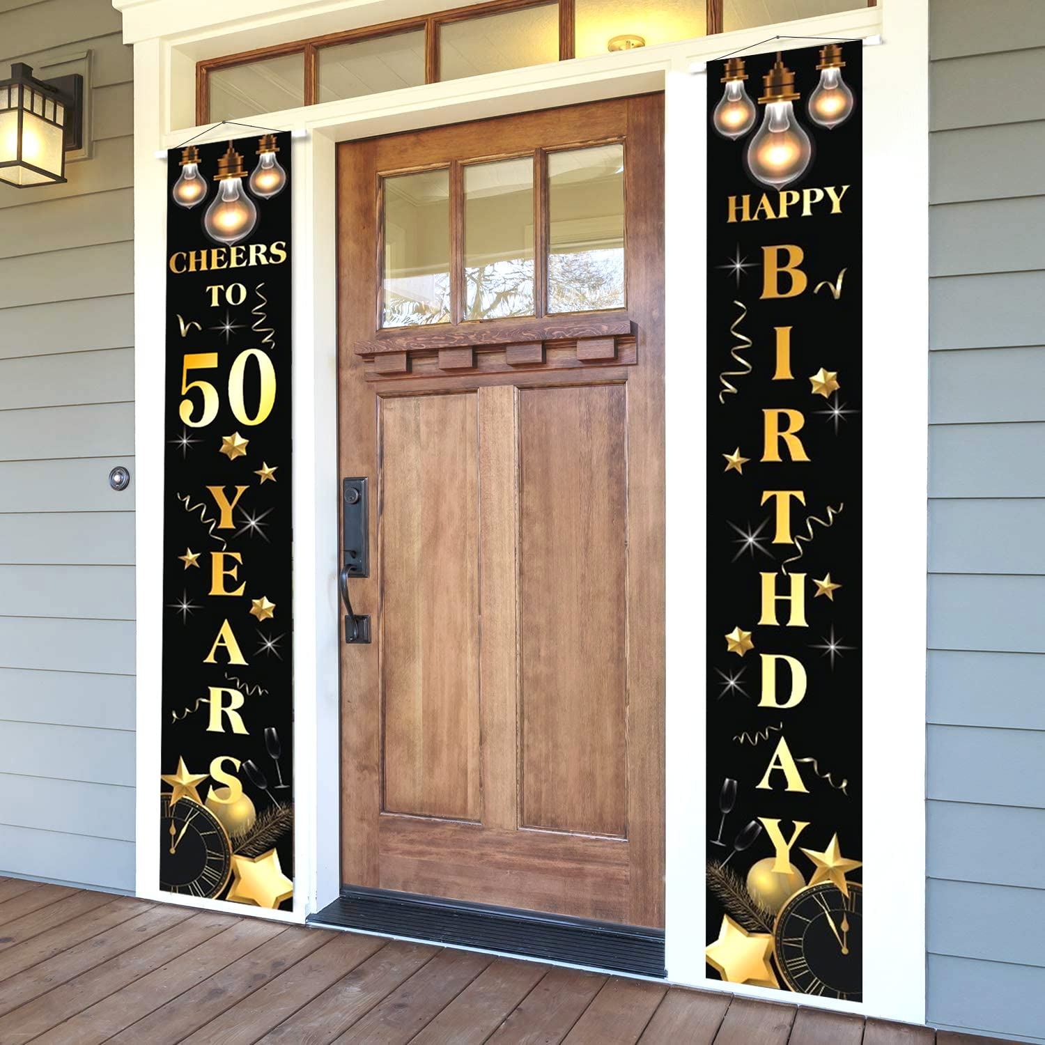 Decoration Anniversaire 50 Ans, Ballon 50 Ans Noir Et Or, Bannière