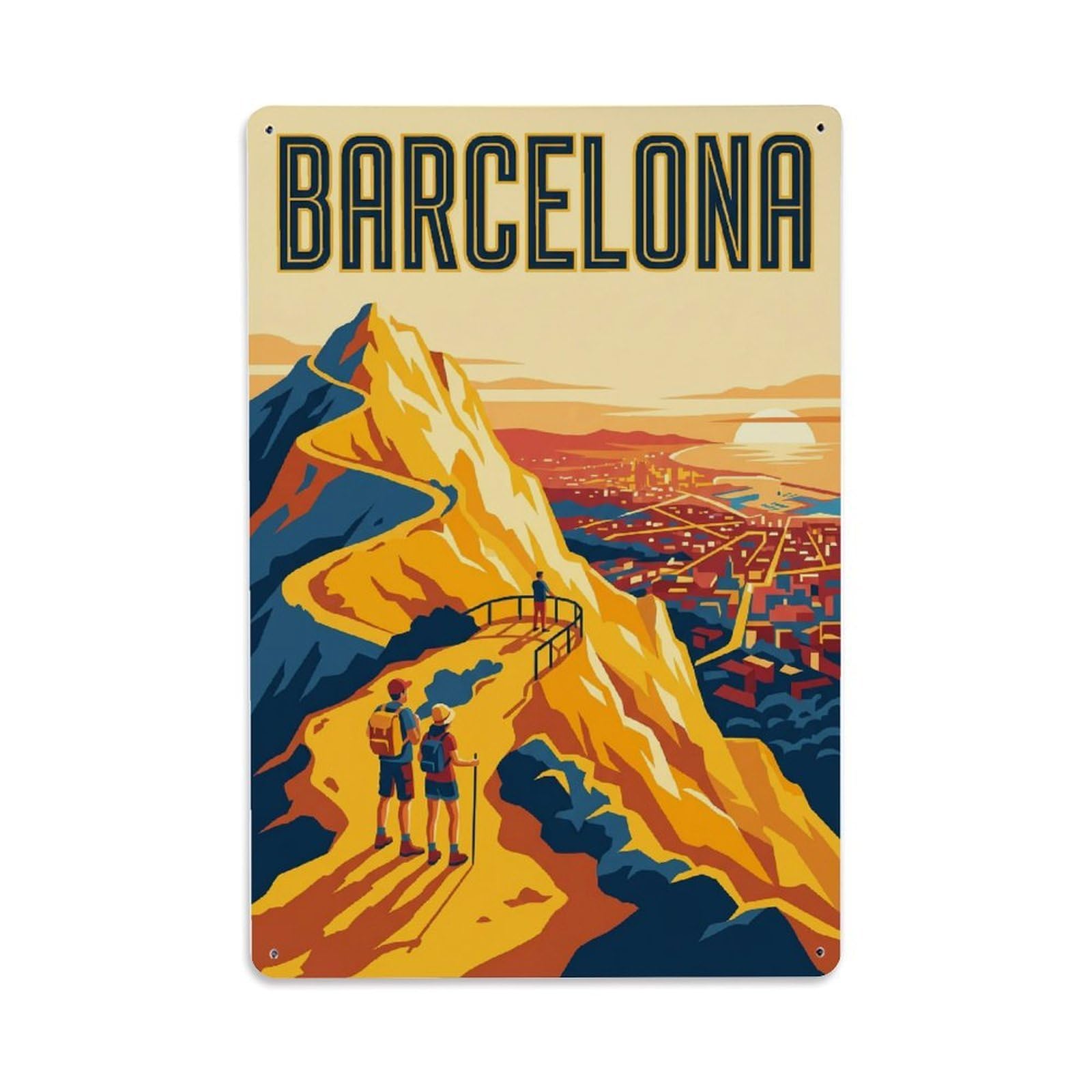 Fqnyr Style Vintage Travel Summit Spain Mountain Metal Tin Sign Plaque Wall Decor For Cafe, Club Bar, Office, Home Garden Metal Poster 8X12inch