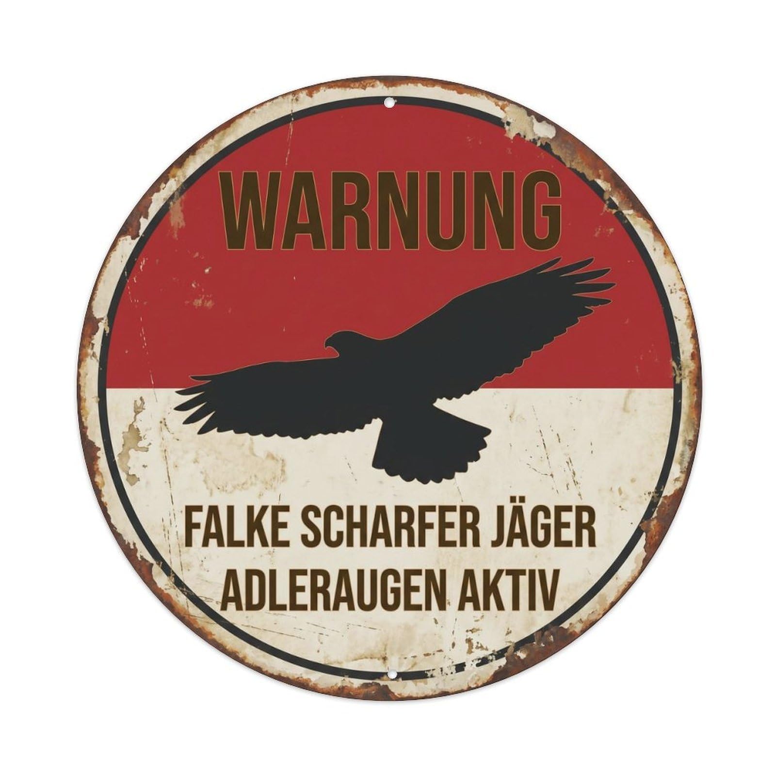 Dramatic Hawk Sharp Hunter Vintage Metal Tin Sign Plaque Wall Decor for Cafe, Club, Garden Round Metal Poster 8x8Inch