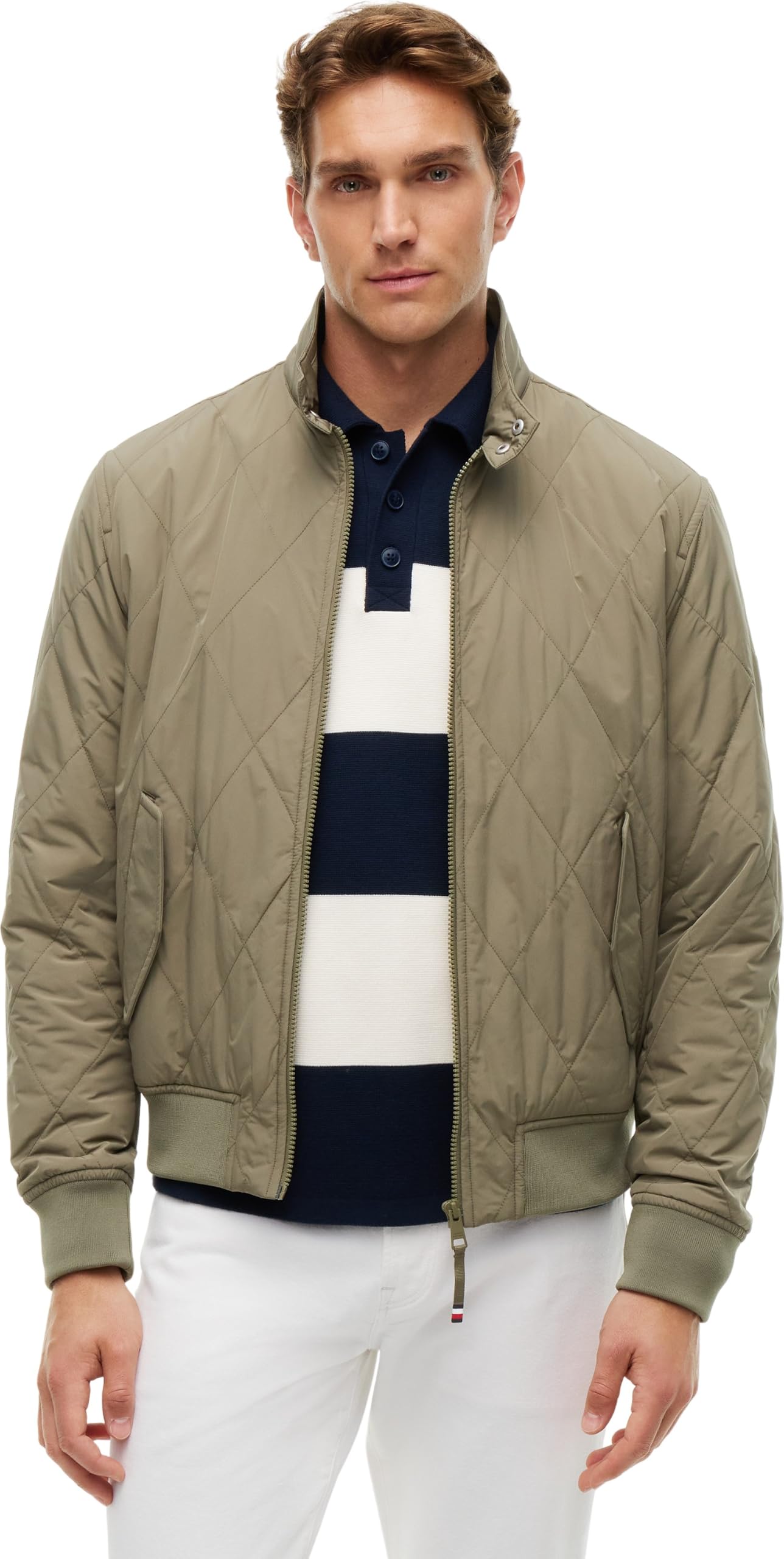 Tommy Hilfiger Herren Green (Ghost Fern) Packable Quilted Harrington Mw0mw44766 Andere Jacken (1Er Pack)