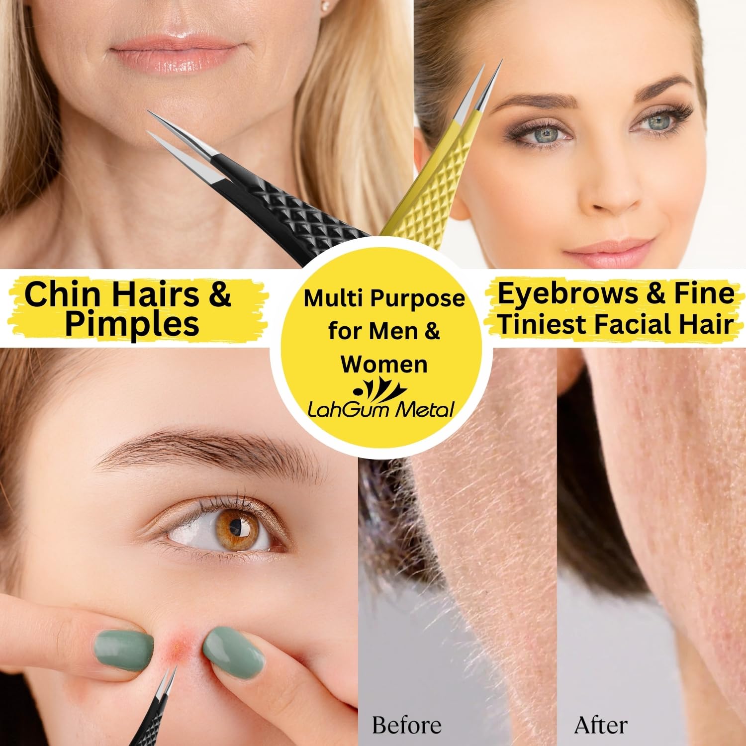 Pinzas puntiagudas súper afiladas de precisión, las mejores pinzas de astillas de punta puntiaguda, kit de pinzas de pelo encarnado, pinzas de cejas finas y puntiagudas para mujeres, depilación