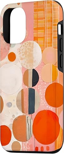 Miniatura 2 de Carcasa moderna de mediados de siglo para iPhone 1212 Pro, diseño abstracto bohemio y naranja cálido